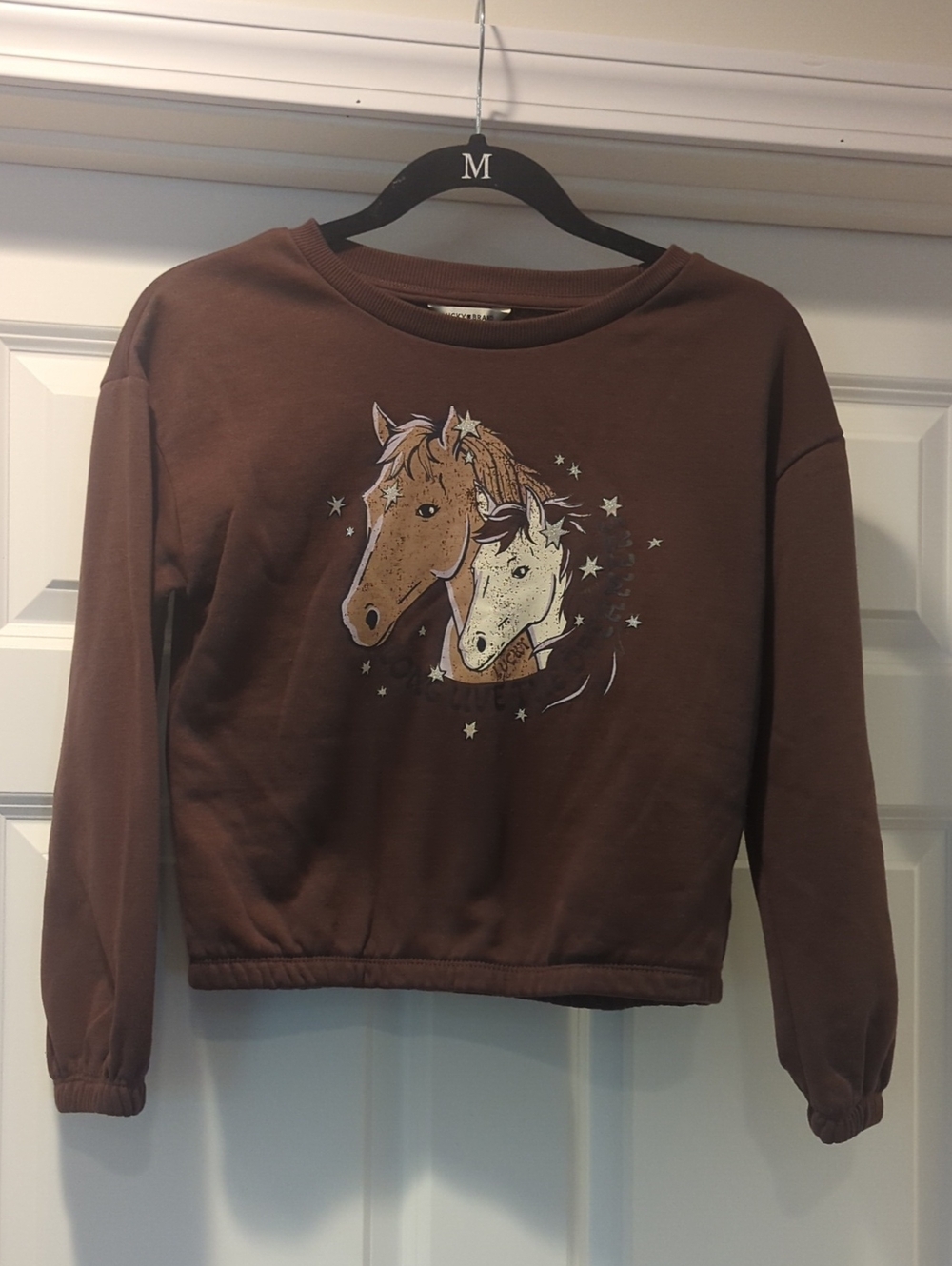 Lucky Brand Brown Horse Graphic Pullover Sweatshirt